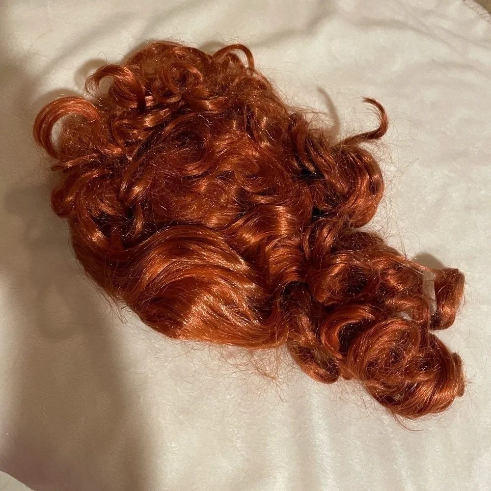 Red Synthetic Curly Hair with Bangs Cosplay Halloween Little Mermaid Ariel